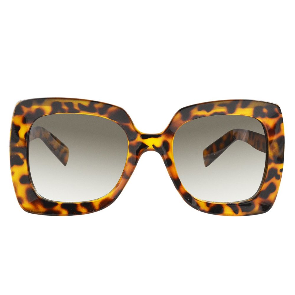 THICK OVERSIZE SQUARE SUNGLASSES WIDE ARMS NEUTRAL